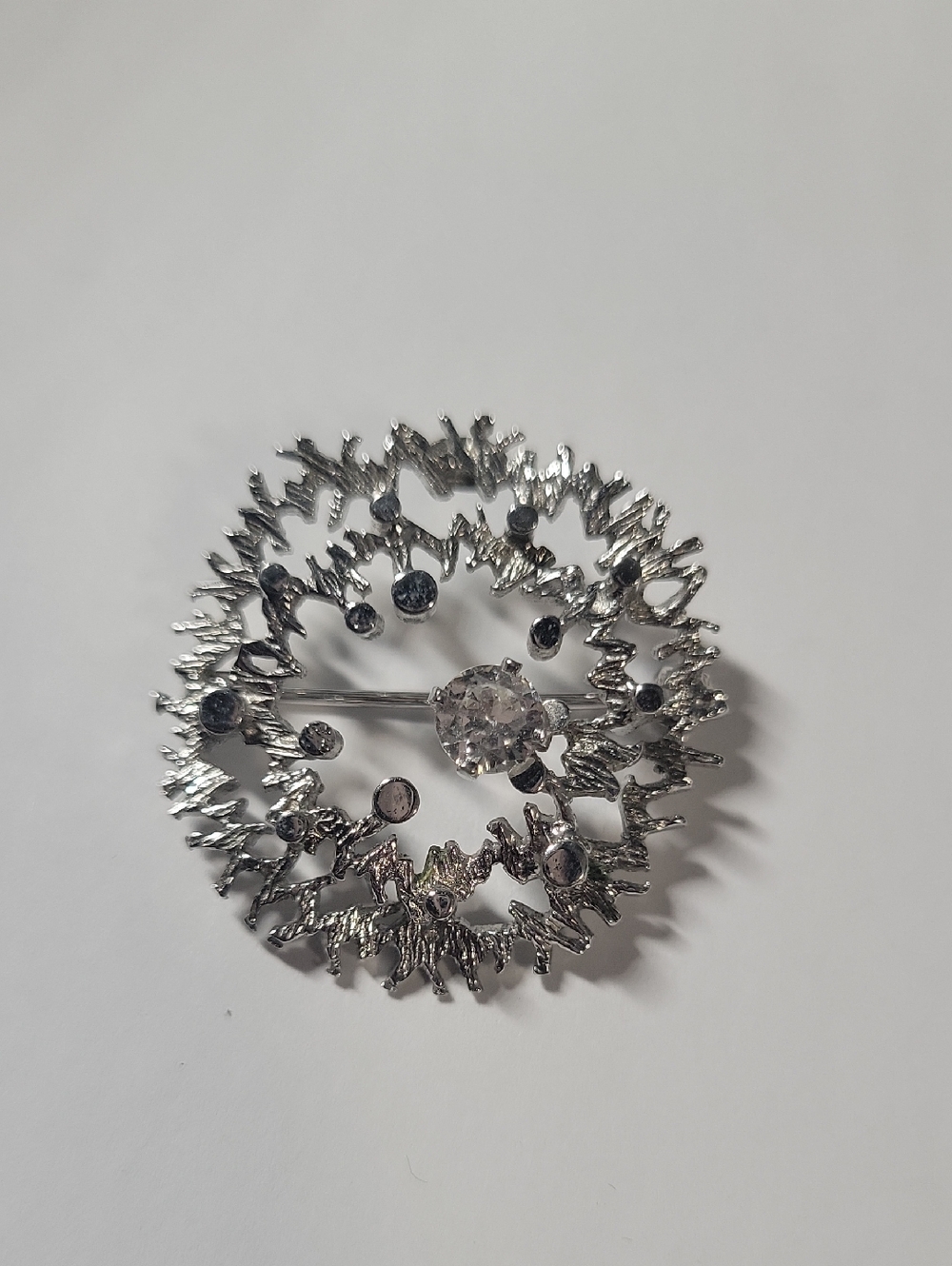 Silver 835 Crystal Burst Brooch - Women Jewelry